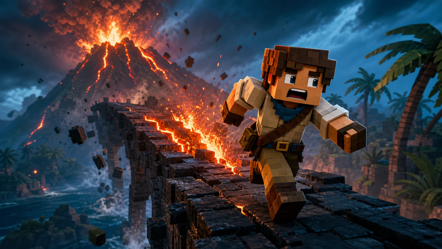 AI-generated Roblox thumbnail example — Volcano run / Survival